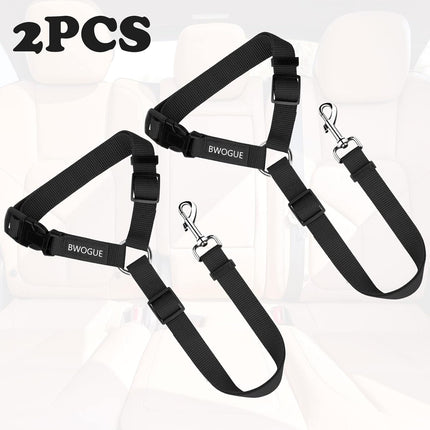 2-Pack Dog & Cat Safety Seat Belt Strap – Adjustable Nylon Fabric Car Restraints