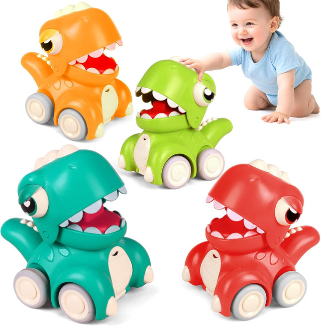 4-Pack Dinosaur Car Toys – Press & Go Dino Racers for Toddlers