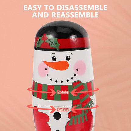 5PCS Christmas Snowman Matryoshka Dolls – Handmade Russian Nesting Dolls