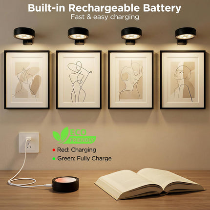 4 Pack Rechargeable Picture Lights 3CCT 12RGB LED Art Frame Lights Remote Timer