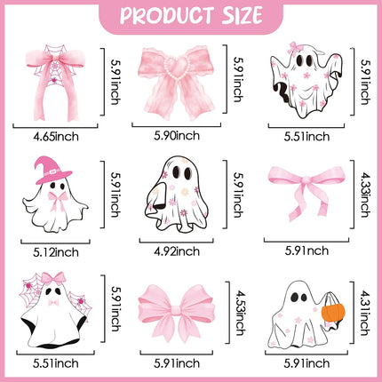 12-Piece Pink Halloween Birthday Decorations, Boo Day Bow Ghost Banner & Swirls