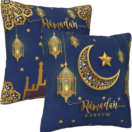 Set of 2 Ramadan Kareem Throw Pillow Covers: 18x18 Inch Decorative Cushions for Eid