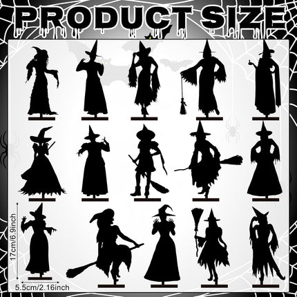 15-Piece Halloween Witch Table Decor Set, Wooden Signs for Home Shelf & Office