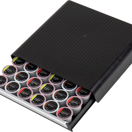 Single-Serve Coffee Pod Drawer – Holds 36 Pods, Black Countertop Organizer