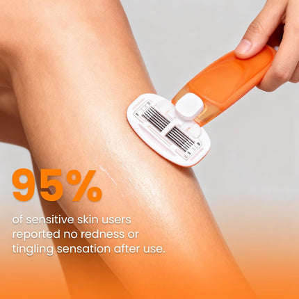 Women’s Travel Razor – 5-Blade Shaver with Lubricating Strip, 2 Cartridges, Orange