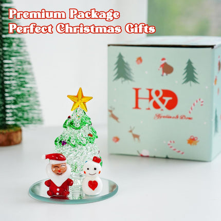 Miniature Glass Christmas Tree – Handmade Multicolor Figurine Decor