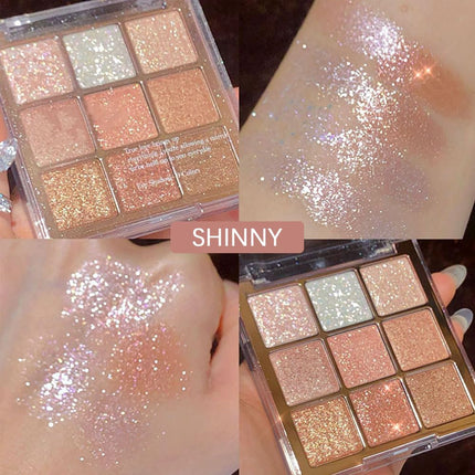 9 Color Sparkle Eyeshadow Palette Shimmer Neutral Waterproof Makeup Kit