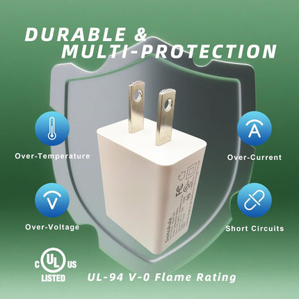 UL Listed USB Wall Charger 5W 5V 1A Power Adapter 3-Pack White