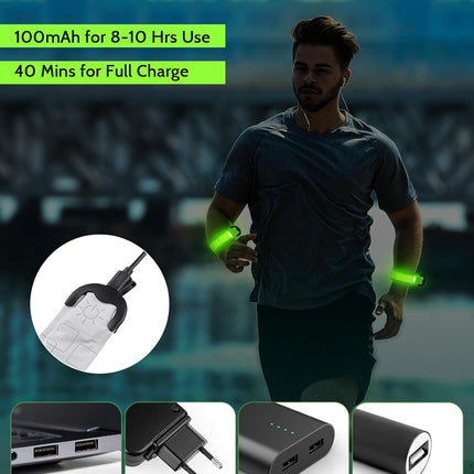 2-Pack Rechargeable LED Armbands, 5 Colors 3 Modes, High Visibility Night Safety