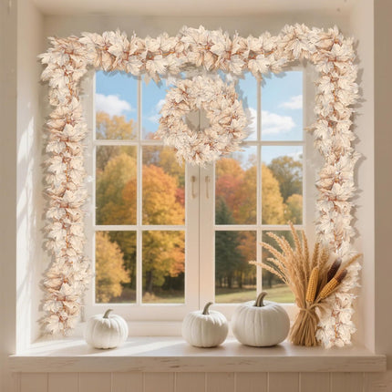 Fall Foliage Garland – 6FT Artificial Leaves for Thanksgiving Home & Event Decor