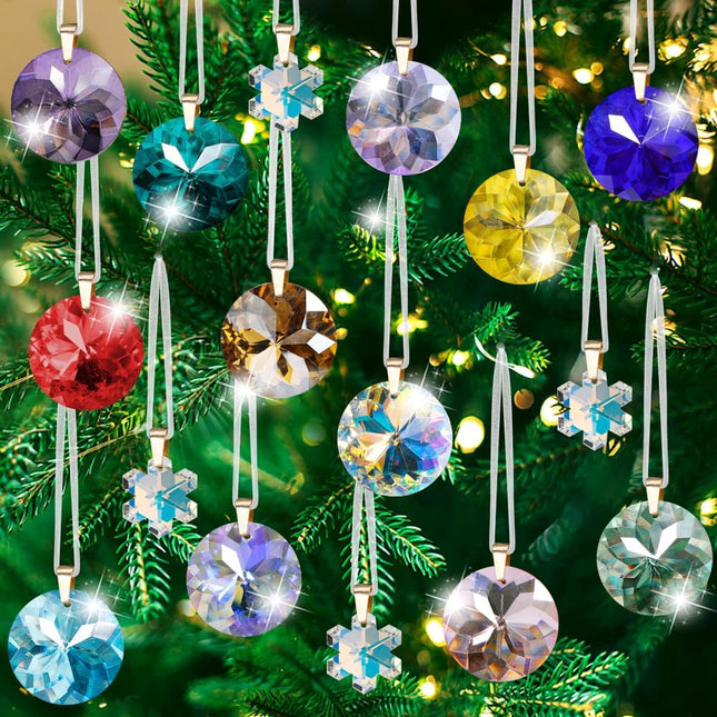 16PCS Crystal Glass Christmas Ornaments, Mini Colorful Balls for Xmas Tree Decorations
