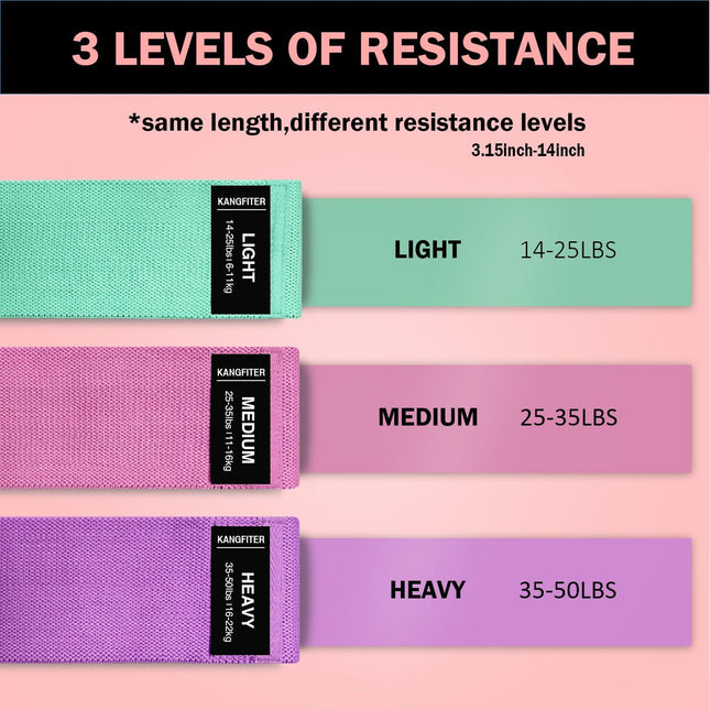 3-Level Non-Slip Fabric Resistance Bands for Legs Glutes Hip Workout Home Gym