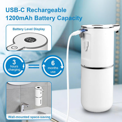 Automatic Touchless Soap Dispenser – USB Rechargeable, 6-Level Adjustable