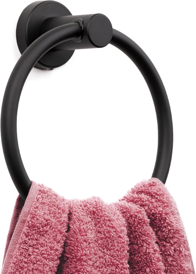 ACC Wall Mounted Towel Ring – Matte Black, SUS304 Stainless Steel, Bathroom & Kitchen
