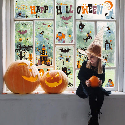 Halloween Window Stickers, 10-Sheet Reusable Clings & Decals for Indoor Outdoor Decor