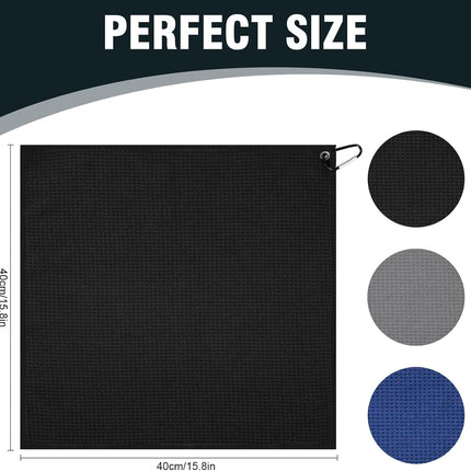 3-Pack Microfiber Fishing Towels with Clips, 16" x 16" Waffle Pattern Cleaning Towels