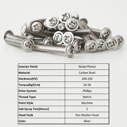 100-Pack Cabinet Screws M4 25-50mm – Metal Phillips for Handles & Drawers