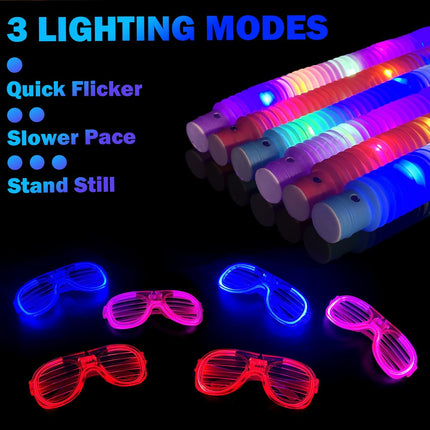 Christmas Glow Glasses & LED Pop Tubes – 6PCS Light-Up Party Favors for Kids