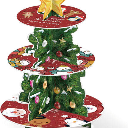Merry Christmas Cupcake Stand – 3-Tier Dessert Tower for Holiday Parties