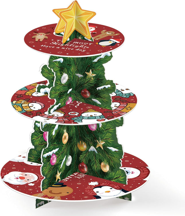 Merry Christmas Cupcake Stand – 3-Tier Dessert Tower for Holiday Parties