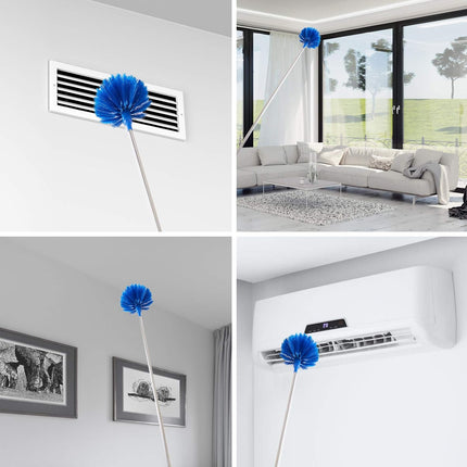 2 Head Cobweb Duster Kit, Telescoping Pole Corner Brush Ceiling Cleaner