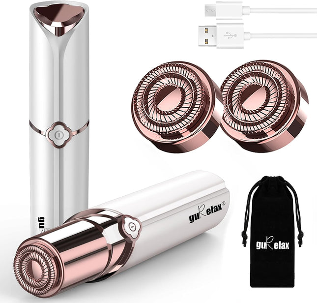 Electric Facial Hair Remover for Women Painless Face Shaver with 2 Heads