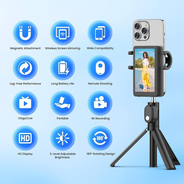 Vlog Magnetic 4K Monitor Screen for Live Streaming TikTok and Video