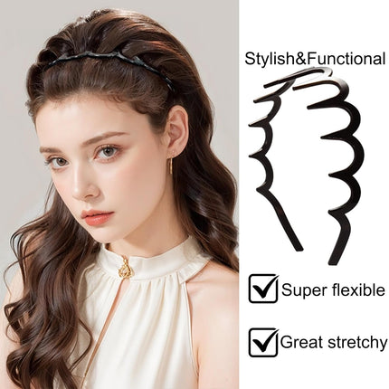 6PCS Zig Zag Headbands, Black Plastic Comb Hair Hoops Women & Men, Premium Hair Accessories