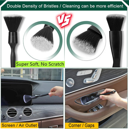 Car Interior Cleaning Kit, Dusting Brush & Gel Putty Detail Tools for Auto