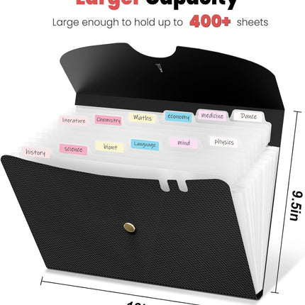 13 Pocket Expanding File Folder Accordion Organizer with Labels Letter A4 Size