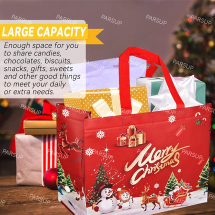 4-Piece Christmas Tote Bags – Bronzing Gift Bags with Handles for Xmas