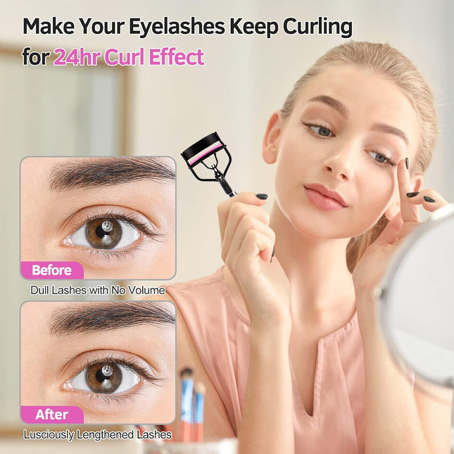 10PCS Eyelash Curler Kit, Lash Comb, Mascara Brushes, Tweezers & Refill Pads