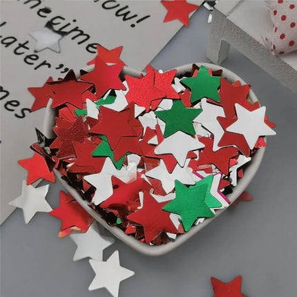 8000PCS Red Green White Star Confetti – 2cm Table Decor for Christmas Parties