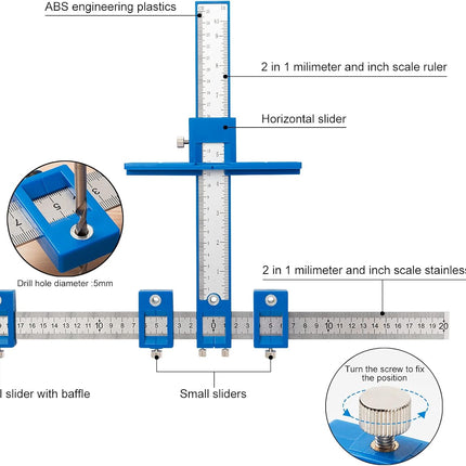 Cabinet Hardware Jig Drill Guide Template for Door Drawer Handle Installation
