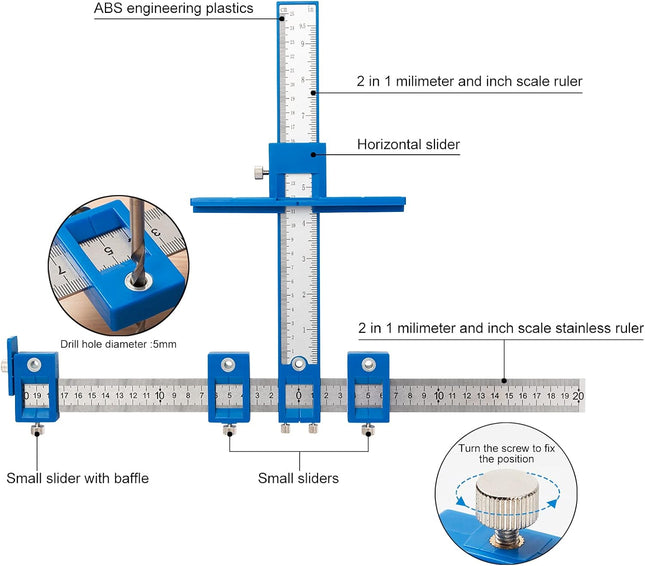 Cabinet Hardware Jig Drill Guide Template for Door Drawer Handle Installation