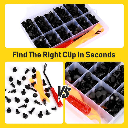 240PCS Car Bumper Retainer Clips & Rivets Kit, Push Fasteners for Door, Panel & Fender