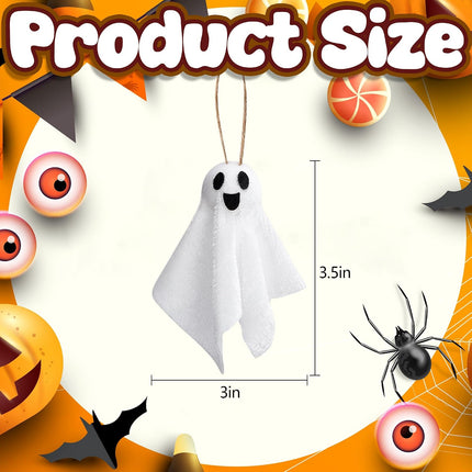 16-Piece 3.5in Halloween Hanging Ghosts, Rustic White Cloth Tree & Yard Decor