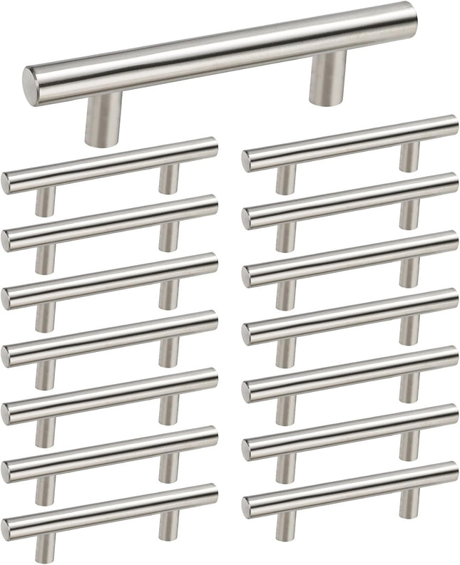 15-Pack Brushed Nickel Cabinet Pulls – 3” Handles, Stainless Steel