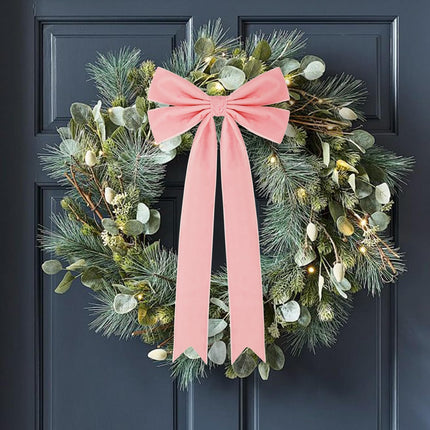 4PCS Pink Velvet Ribbon Bows – Large 7.9x12.6" Christmas Tree Décor