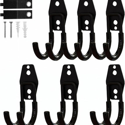 6-Pack Heavy-Duty Garage Wall Hooks, Round Utility Hangers for Bikes, Tools & Ladders