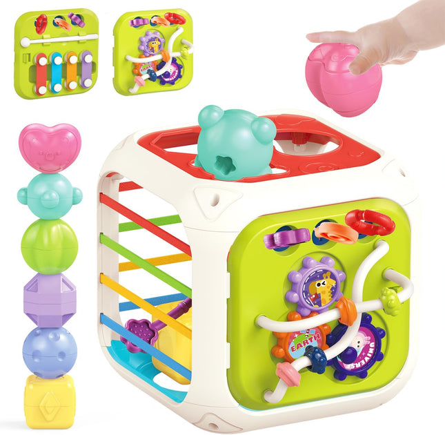 7 in 1 Baby Sensory Activity Cube Montessori Toy Shape Sorter Learning Gift