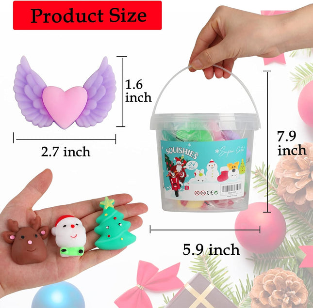 24PCS Mini Mochi Squishy Toys – Christmas Party Favors for Kids