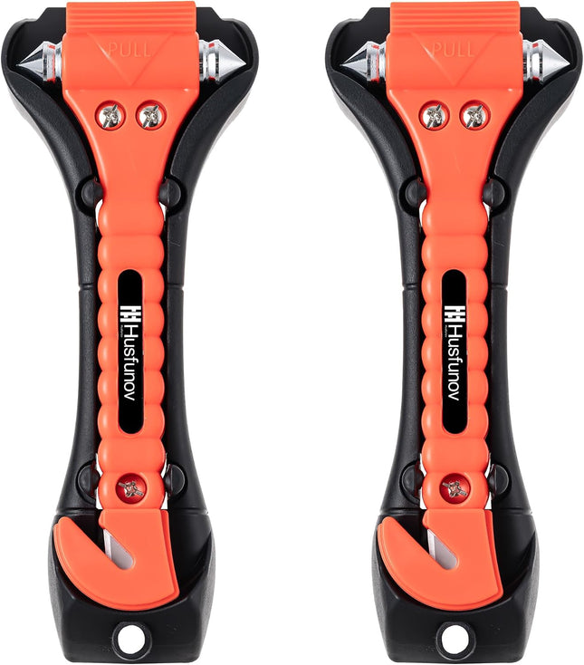 2-Pack Car Window Breaker Hammer & Seat Belt Cutter, Emergency Escape Tool