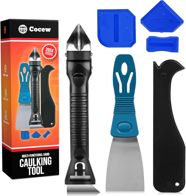 Silicone Caulking Kit – Remover Tool, Scrapers, Grout Removal Tool for Kitchen & Bath