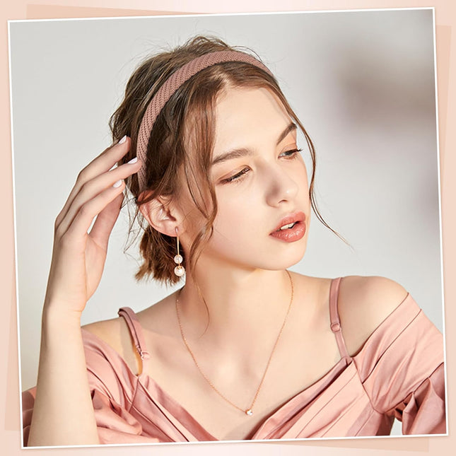 6-Pack Trendy Headbands for Women, 0.6" Thin Knitted Non-Slip Hairbands, Assorted Colors
