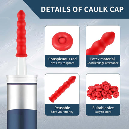35 Pieces Caulk Caps – Tube Covers for Sealing & Preserving Caulk (Red)