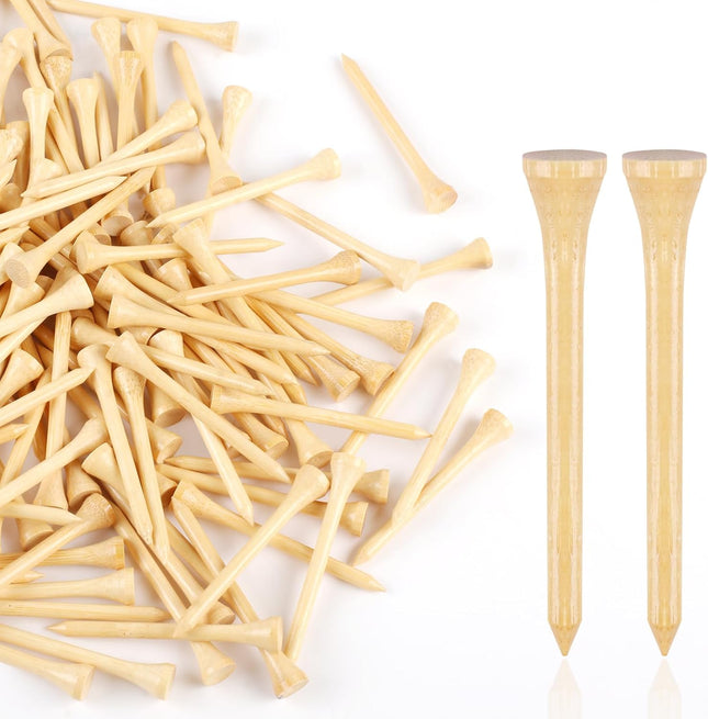 150PCS Wooden Golf Tees – 2 3/4" Biodegradable Bamboo, Natural Color