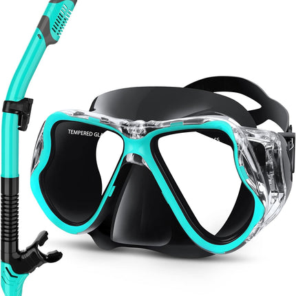 Snorkeling Gear Set for Adults & Kids, Dry Snorkel Mask, Anti-Fog Wide View