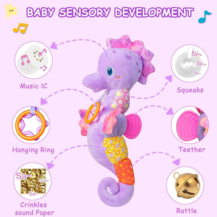 Baby Girl Musical Plush Toy – Rattle Stuffed Animal for 0–6 Months