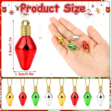 60PCS Mini Christmas Light Bulb Ornaments – Glitter Xmas Tree Decorations